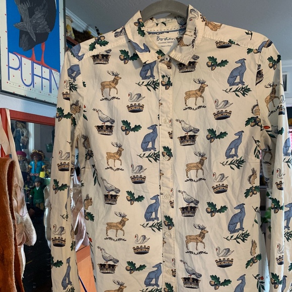 Boden Tops - 🔥Price Firm🔥Donating Soon Classic Shirt Woodland Deer Crown and Swans